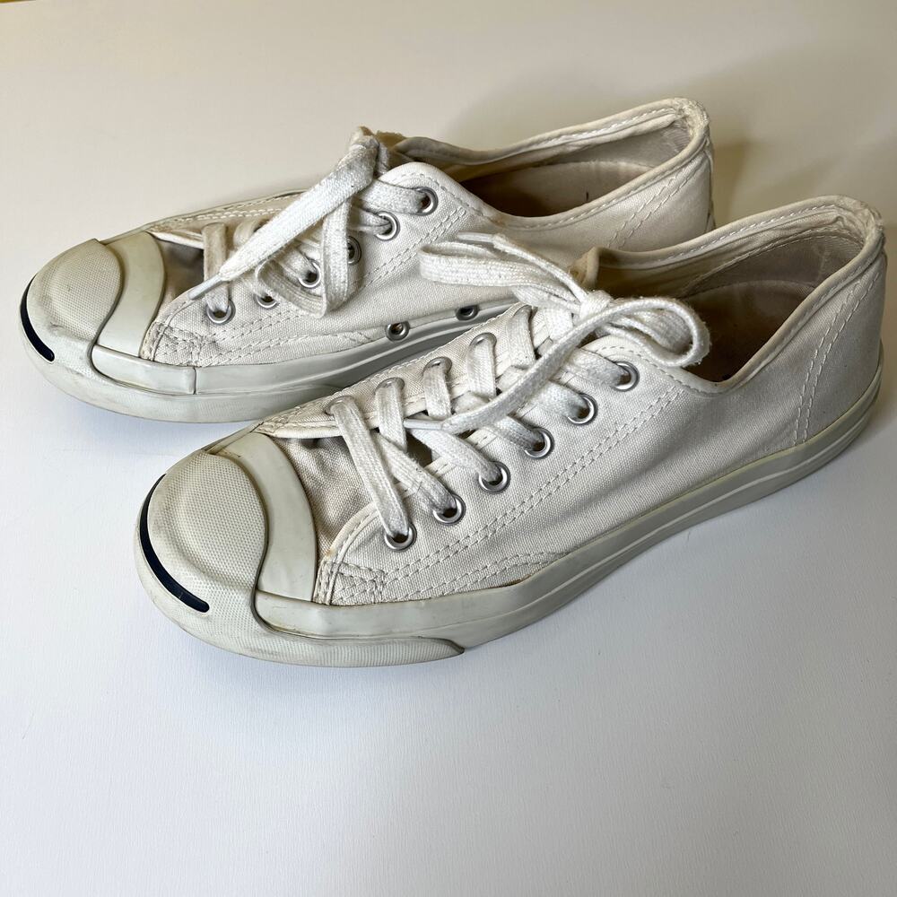 Converse‎ Jack Purcell OX Sneakers Women's 8 White Low Top Casual Lace Up 5Q698